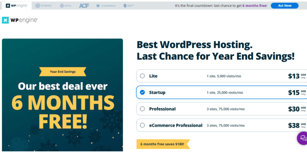 WP Engine of best WordPress hosting sites
